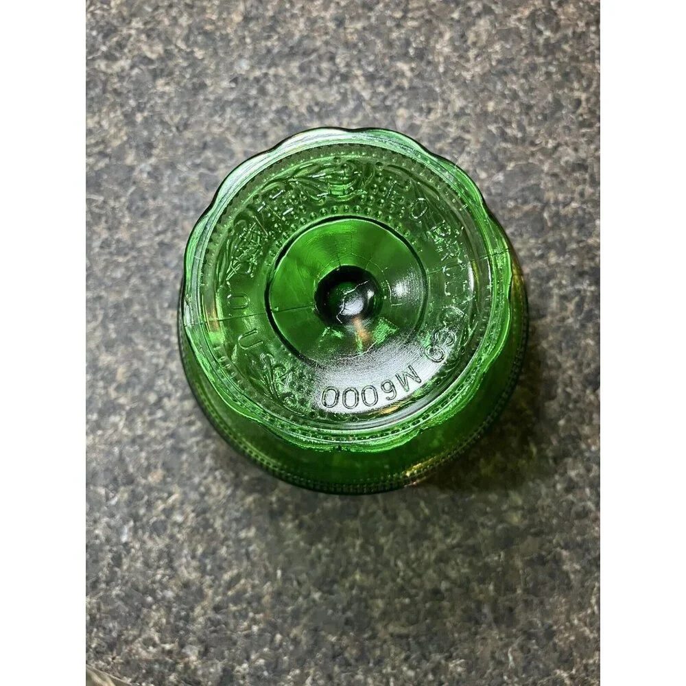 Vintage E O Brody Co Pressed Glass Candy Dish Emerald Green M600 Raised